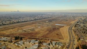 An aerial view of the site of the former Domtar plant. (David Bajer/CBC)