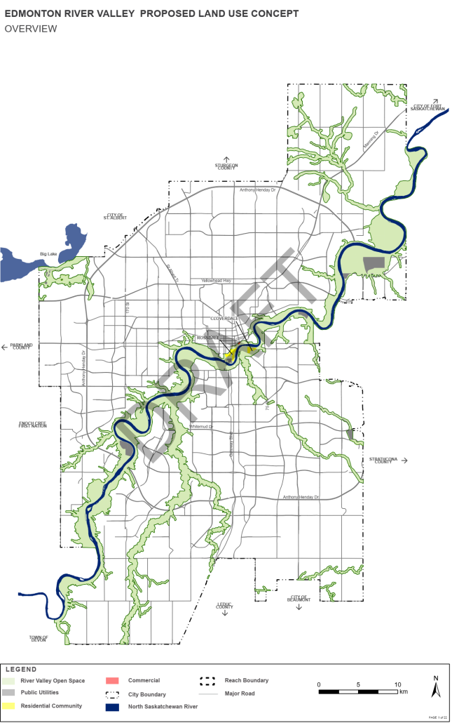 Draft Land Use concept for the Edmonton River Valley by the City of Edmonton